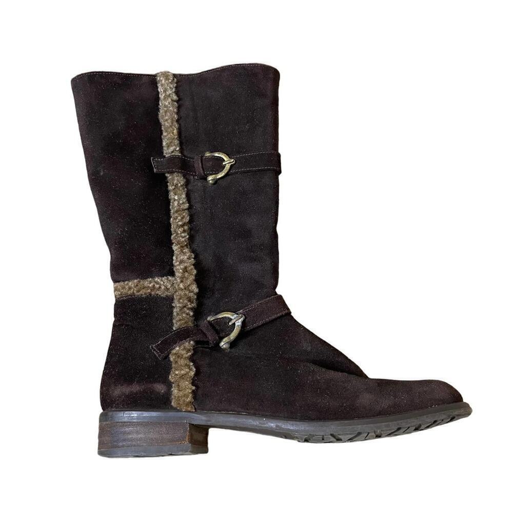 STUART WEITZMAN boots Made in Spain,Brown Suede,BlockHeel,Fur Lined,Women SZ 6.5